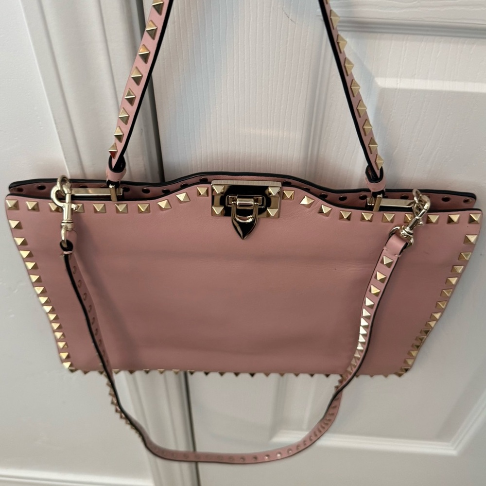 Valentino Pink Shoulder Bag with Gold Studs